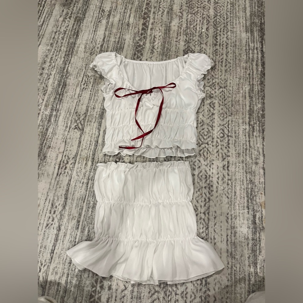 White shirt and skirt set